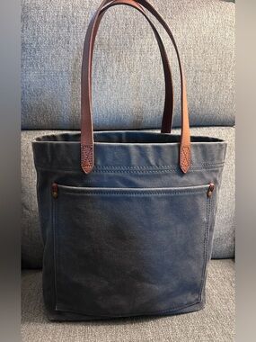Madewell Canvas Transport Tote Bag with Brown Leather Straps